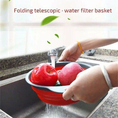 2Pcs Round Collapsible Colander Silicone Kitchen Fruit