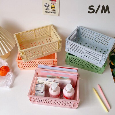 Mini Foldable Plastic Storage Box Collapsible Crate Case Des