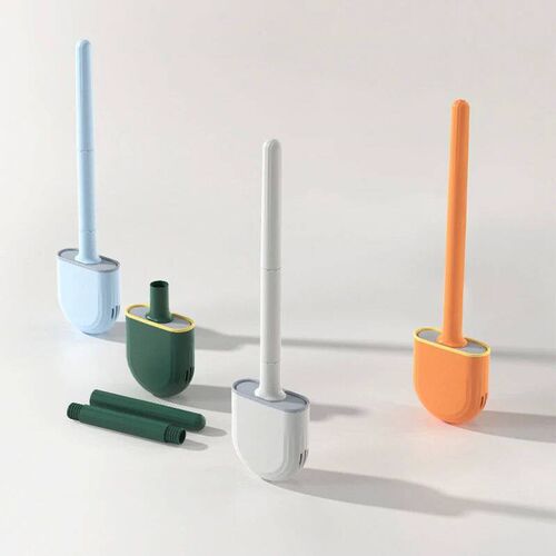 Toilet Brush Water Leak Proof With base Silicone Wc Flat Hea