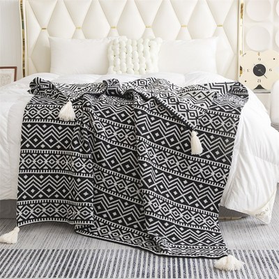 波西米亚风针织毛毯复古又亲肤披肩毯民宿床尾巾沙发卧室午睡毯子