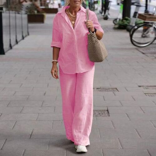 Womens two womens collar long sleeved shirt season pants
