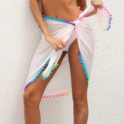 Summer Beach Sarongs Women Sexy Sheer Mesh Swimsuit Wrap Ski
