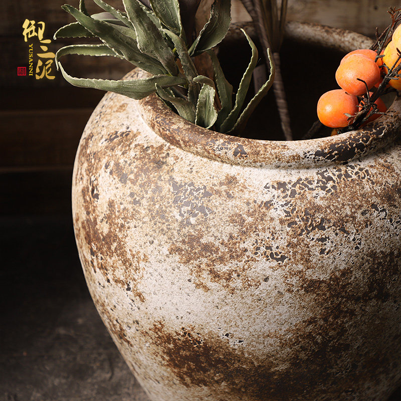 陶瓷大缸粗陶泥手工大圆坛水缸陶泥大花盆鱼缸落地摆件庭院园林,家居饰品,花瓶,淘宝优惠券,粉丝福利购,淘宝优惠卷