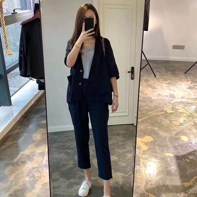 Su-cho spring and summer casual, quite wide trousers, yarn-d