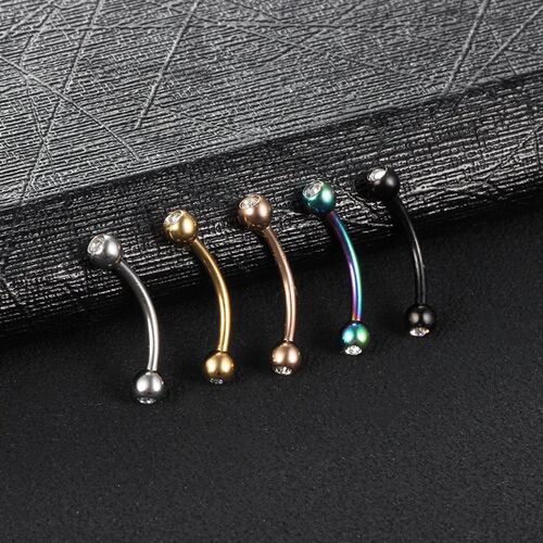 1PC Stainless Steel Crystal Eyebrow Piercing Stud Curved Bar