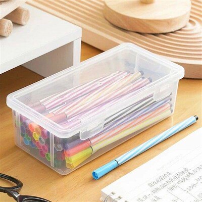 1PC Large Capacity Plastic Pencil Box Stackable Translucent