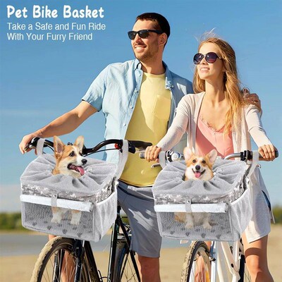Dog or Cat Bike Basket, Expandable Soft Sided Pet Carrier Ba