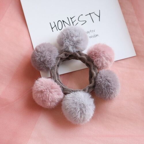 Lovely woman Pompom Hair Ties Girls Elastic Hair Band Rubber