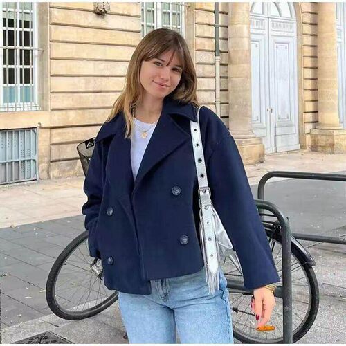 Womens Loose Version Double-breasted Temperament mmuter Woo