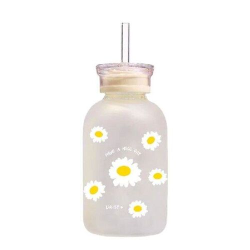 Milk Juice Cute Water Bottle With Straw And Scale 2 Lids