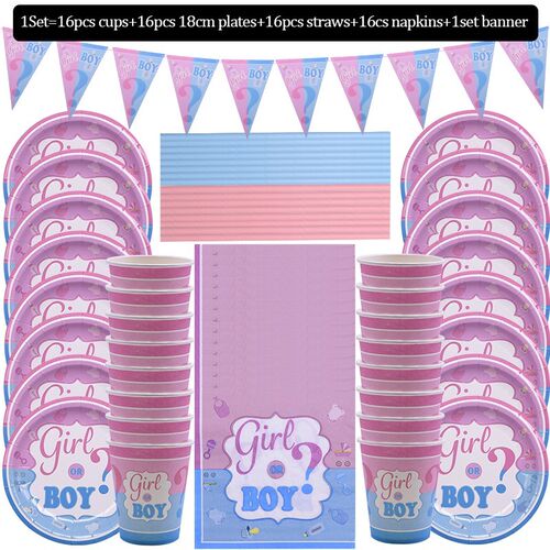 Baby Shower Disposable Tableware Sets Paper Plates Kids Happ