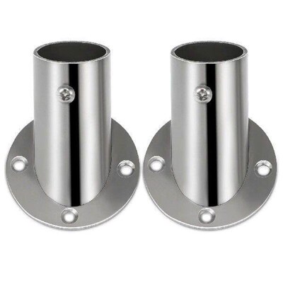 2 Pcs Bevel Angle Flange Base U Bracket Closet Bar Stand
