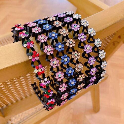 Rhinestone Hairbands Flower Women Hair Hoop Metal Hair
