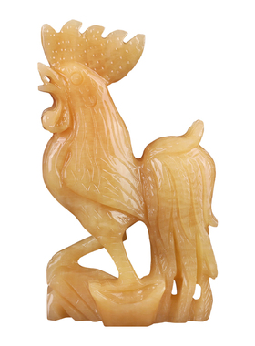 天然原石雕刻玉石鸡米黄玉工艺品玉雕玉器装饰品生肖鸡电视柜摆件