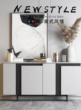 白色钢琴烤漆餐边柜现代简约茶水柜意式风格储物柜时尚玄关柜整装