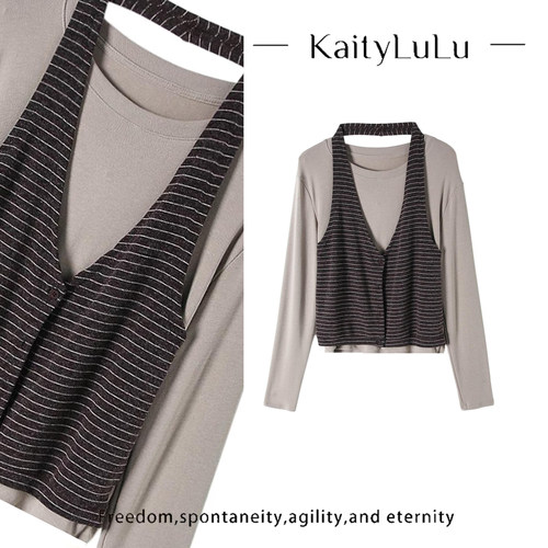 KaityLuLu【迷情西西里】 百搭个性挂脖上衣KT903C106