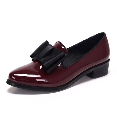 Pointed Toe Women Flats Shoes Bow Women Shoes Patent Leather