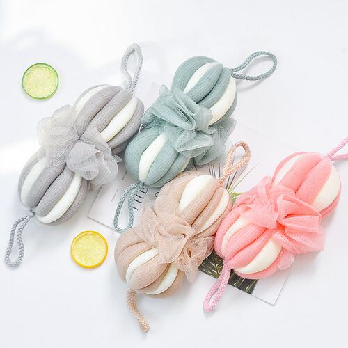 Large colored pumpkin bath ball Long strip bath flower bath