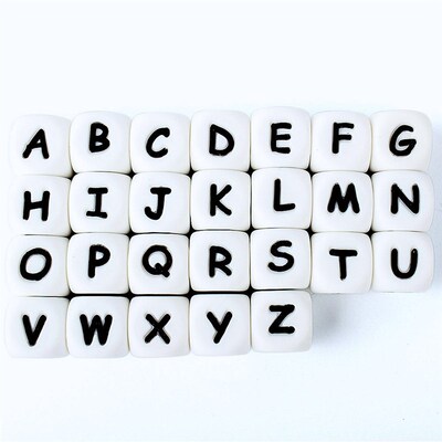 10pcs 12MM Silicone Letters Beads Baby Teething Teethers Eng