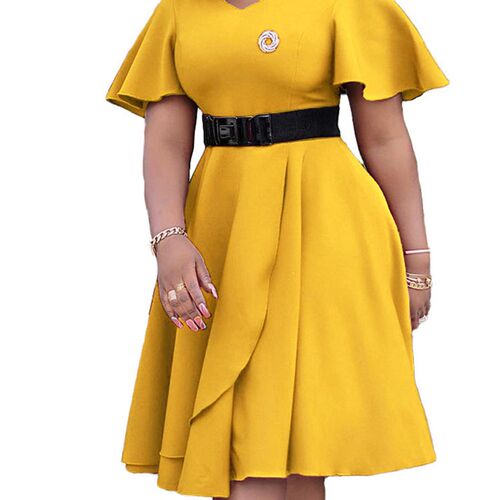 Fashion Women Summer Solid Color A-Line Dress Irregular