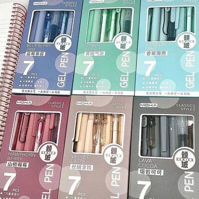 7Pcs/Box Minimalist Transparent 0.5mm Gel Pens Fashion Offic