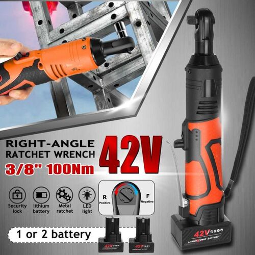 100Nm 42V Electric Ratchet Wrench 3/8 Cordless Right Angle D