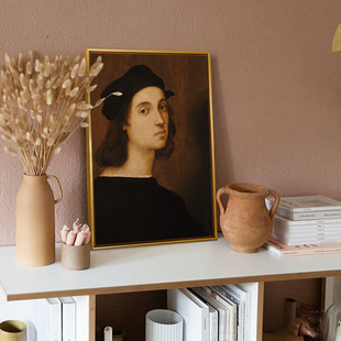 二狗姑娘 拉斐尔自画像 欧式办公室书房挂画装饰画墙画墙面墙壁画