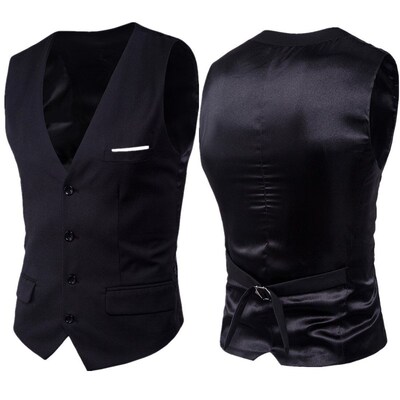 2025 Mens Slim Fit Korean Waistcoat V-neck Single-breasted