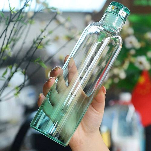 500/650ml Large Capacity Glass Bottle With Time Marker Cover