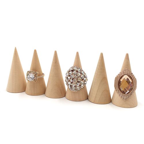 5Pcs/Set Ring Organizer Wooden Cone Creative Ring Holder Jew