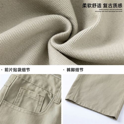 Twill Slightly Wide Loose Straight Casual Pants Mens Textur