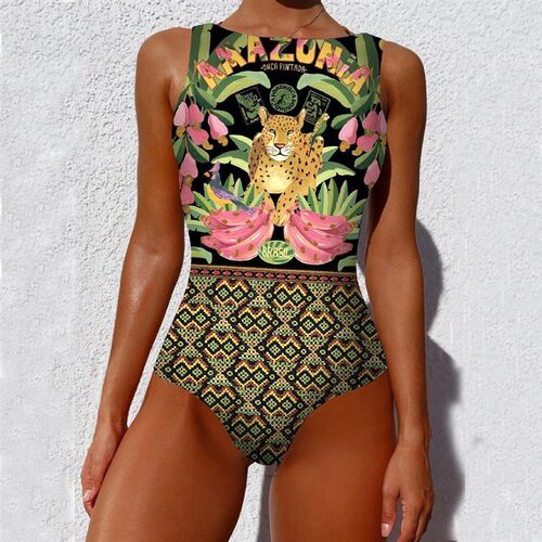 Print One Piece Swimsuit 2023 New Push Up Swimwear Women Vin
