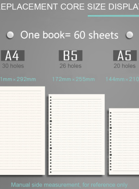 Diary A5 B5 A4 Transparent Loose Leaf Binder Notebook Inner