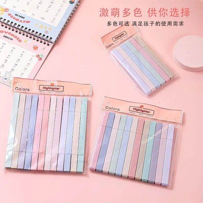 6/12Pcs Pastel Color Highlighter Pen Double tip Marker Pens