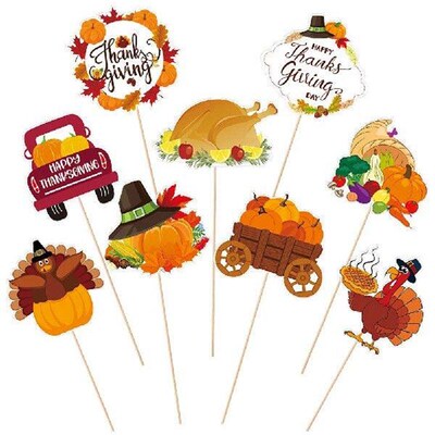 9 Pcs Dessert Halloween Decorations Thanksgiving Flower