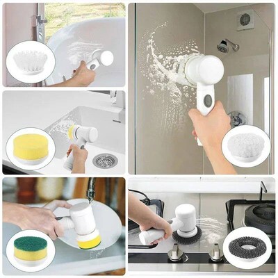 5-in-1 Electric Spin Scrubber Brush for Bathroom Tile Bathtu