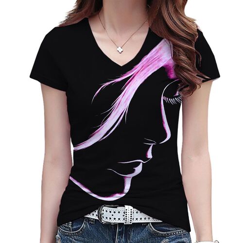 Fashion Woman Blouse 2023 New Printing Theme Short Sleeve T