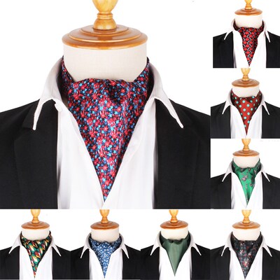 New Flora  Men Cashew Tie Wedding Formal Cravat Ascot Scrunc