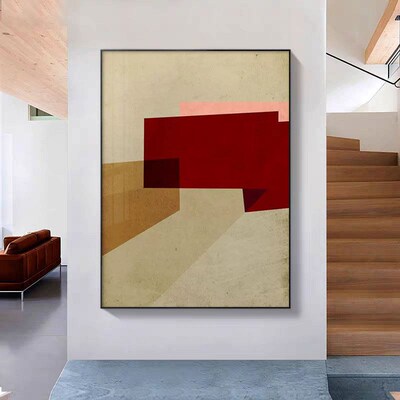 Silent Wind Abstract Red Geometric Living Room Decorative Pa
