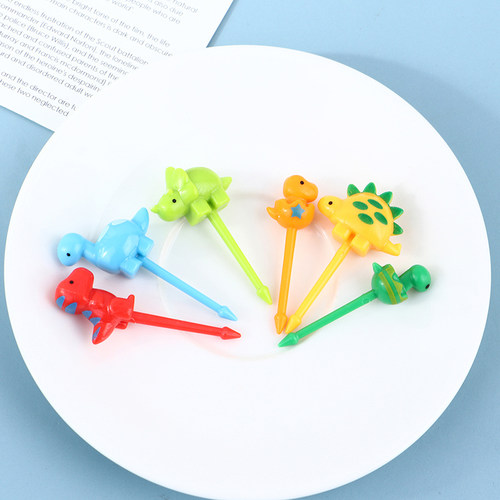 6/8/10pcs Animal Farm Dinosaur Fruit Fork Mini Cartoon Child