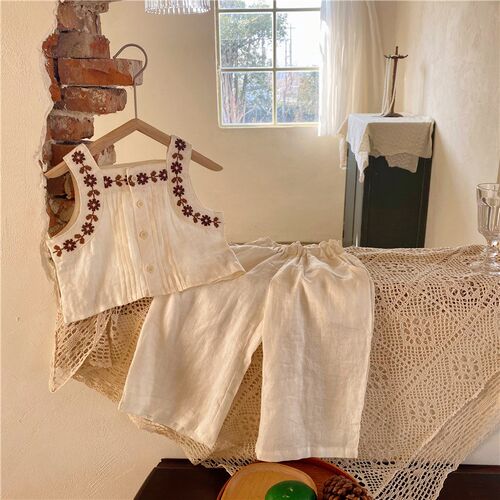 1643C Girls Clothes Sleeveless Suit 2023 Summer New Korean G