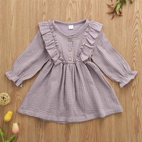 0-5Y Toddler Kids Baby Girl Autumn Dress Ruffles Long Sleeve