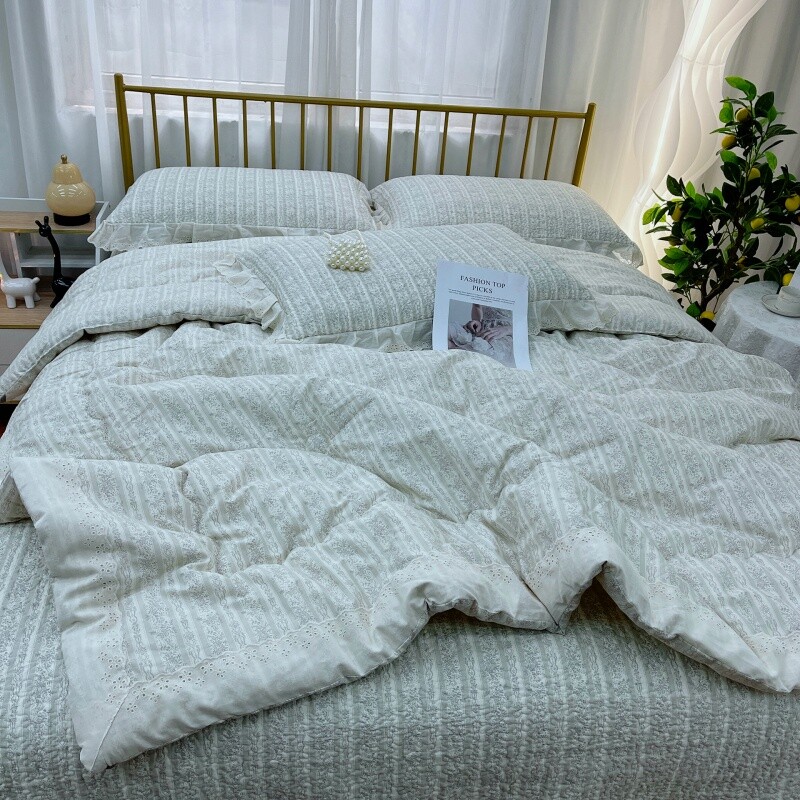 全棉法式床盖款春秋被四件复古夏被床盖三件碎花空调被可机洗,床上用品,棉花被,淘宝优惠券,粉丝福利购,淘宝优惠卷