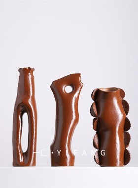 一匚现代侘寂风抽象艺术品陶瓷花器 样板间售楼处酒店会所摆件