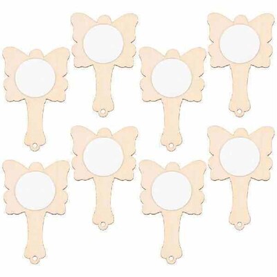 8 Pcs Butterfly Mirrors Mini Handheld Wooden Craft DIY