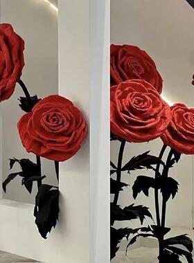 玫瑰真花巨型纸艺A花仿立花体红色褶皱纸品大朵成特大号成品仿真