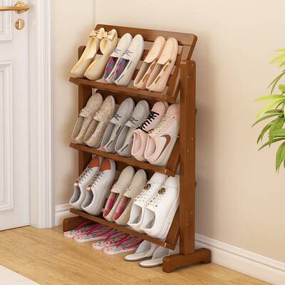 简易10385鞋入架用木制放门口多收层宿舍户纳置物架子出租房楠竹