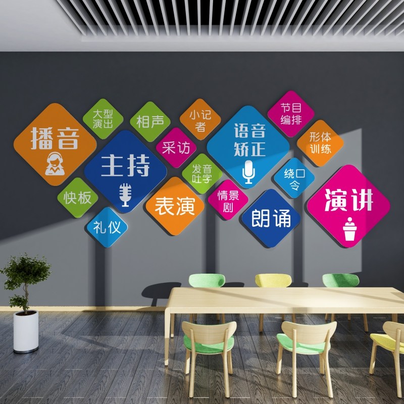 小主持人口才教室装饰墙贴播音语言培训班机构背景墙面布置文化墙