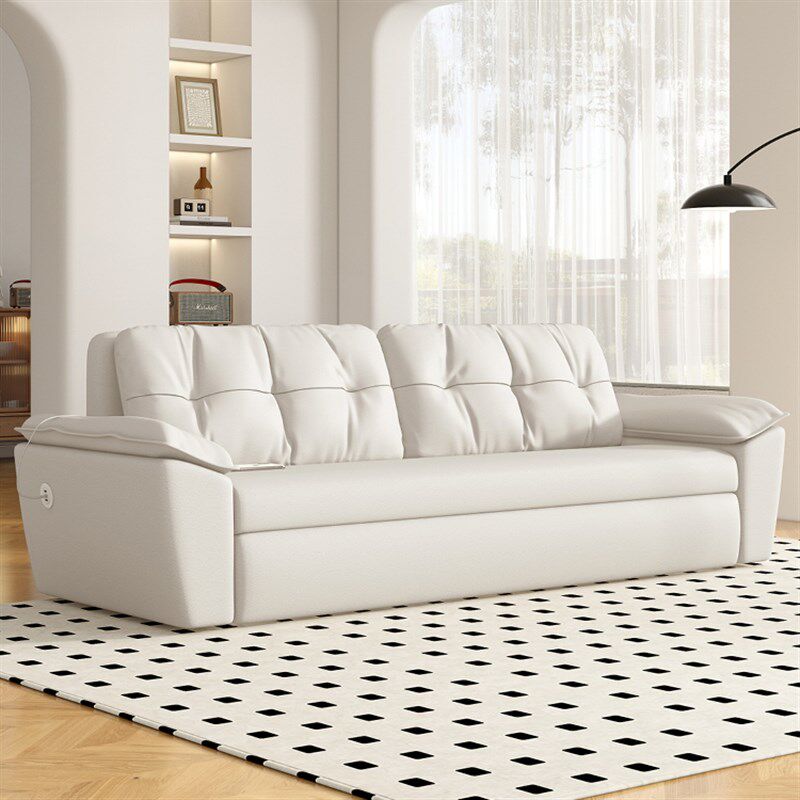 三梦猫抓皮沙发床小户型奶油风多功能折叠床两用直排双人2025新款