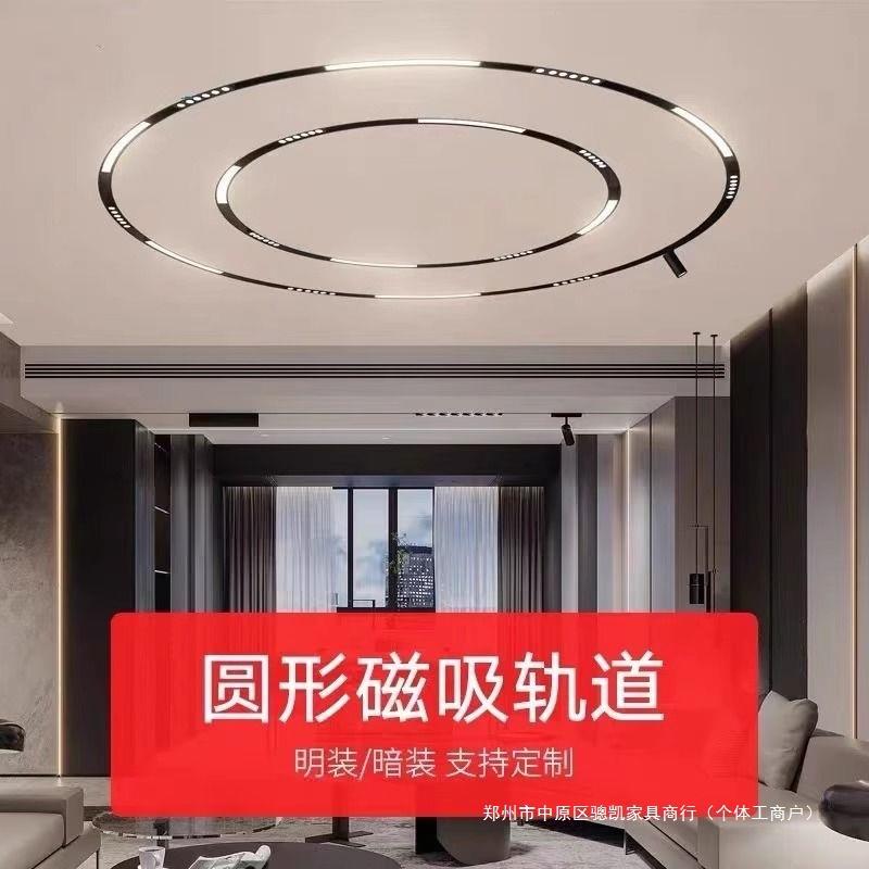 餐厅嵌入式圆形磁吸轨道灯明装射灯客厅灯天花线性灯弧形灯